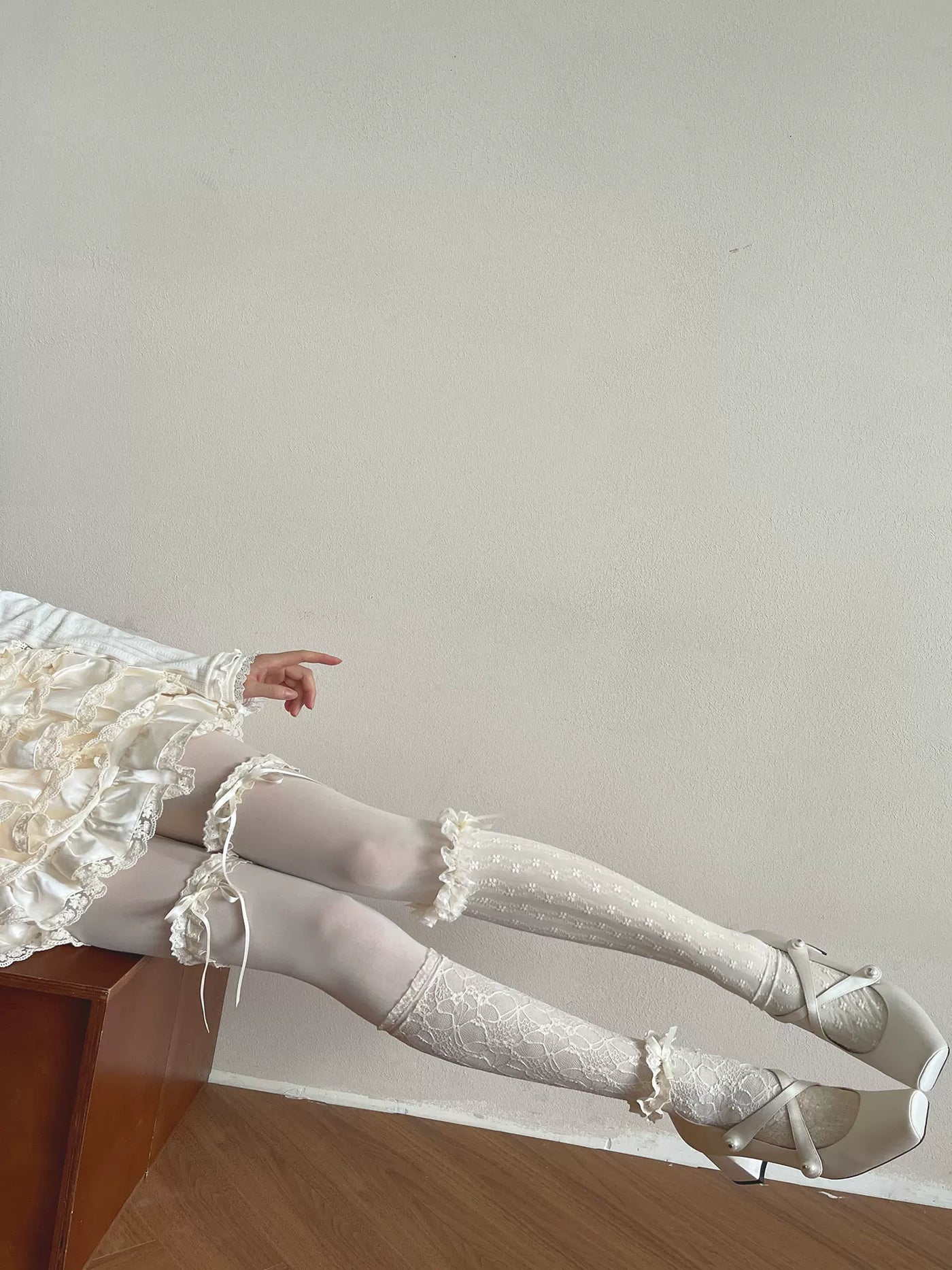 Sock Noble - Romantic Lace Layering - Layered Tights and Socks with Lace and Bows
