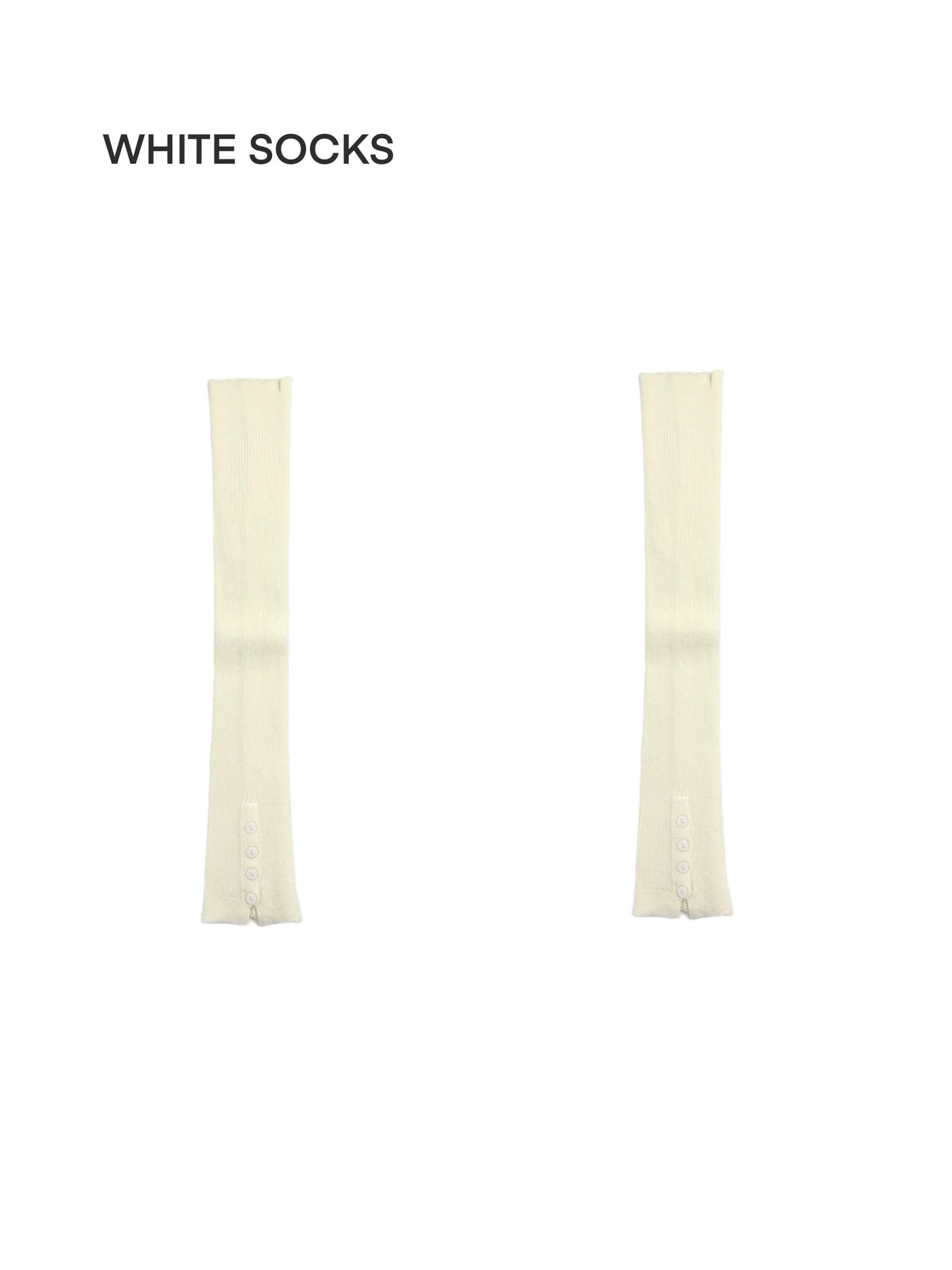 White Socks - Extended Ribbed-Knit - Extra-Long Slouch Leg Warmers with Button Details