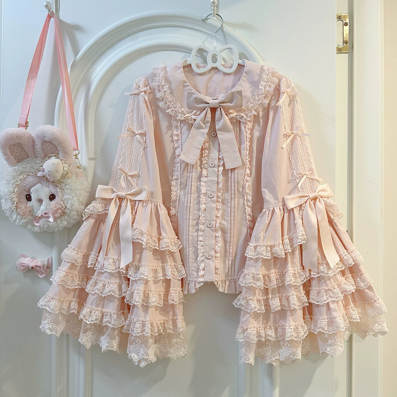 Spring Sakura - Cotton Princess-Sleeve Lolita Blouse - detail view 2