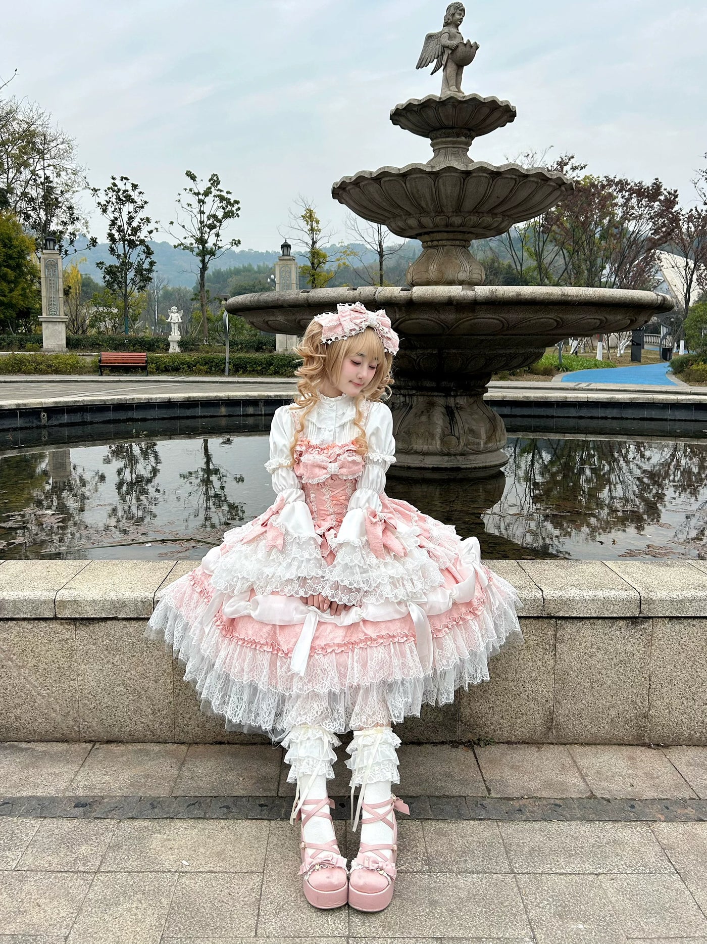 Hello Princess Lolita - Tajiya - Sweet Lolita Strappy Dress with Layered Lace Details – detail view 7