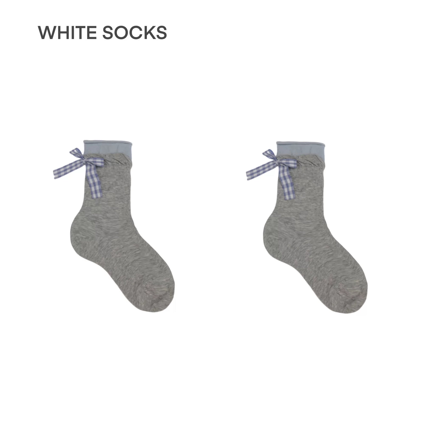 White Socks - Ballet Bow - Mesh Mid-Calf Socks with Bow Detail