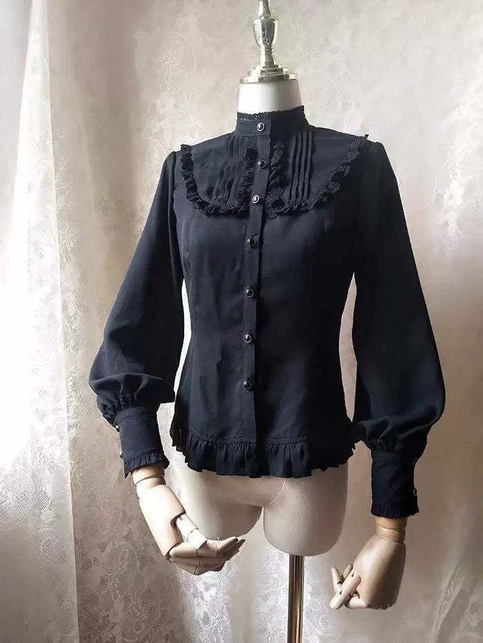 Sweetheart Dream Machine - Pleated Stand Collar - Lolita Blouse with Leg-of-Mutton Sleeves