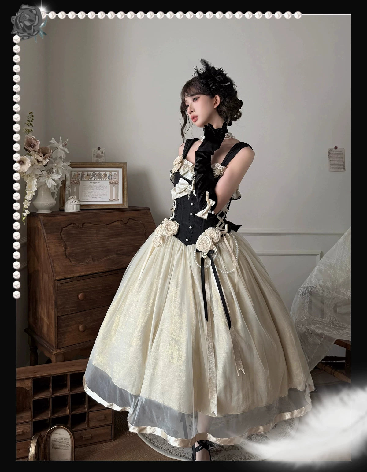 Thousand Wood - Paris Souvenir - French Classical JSK with Rose Appliques and a Train