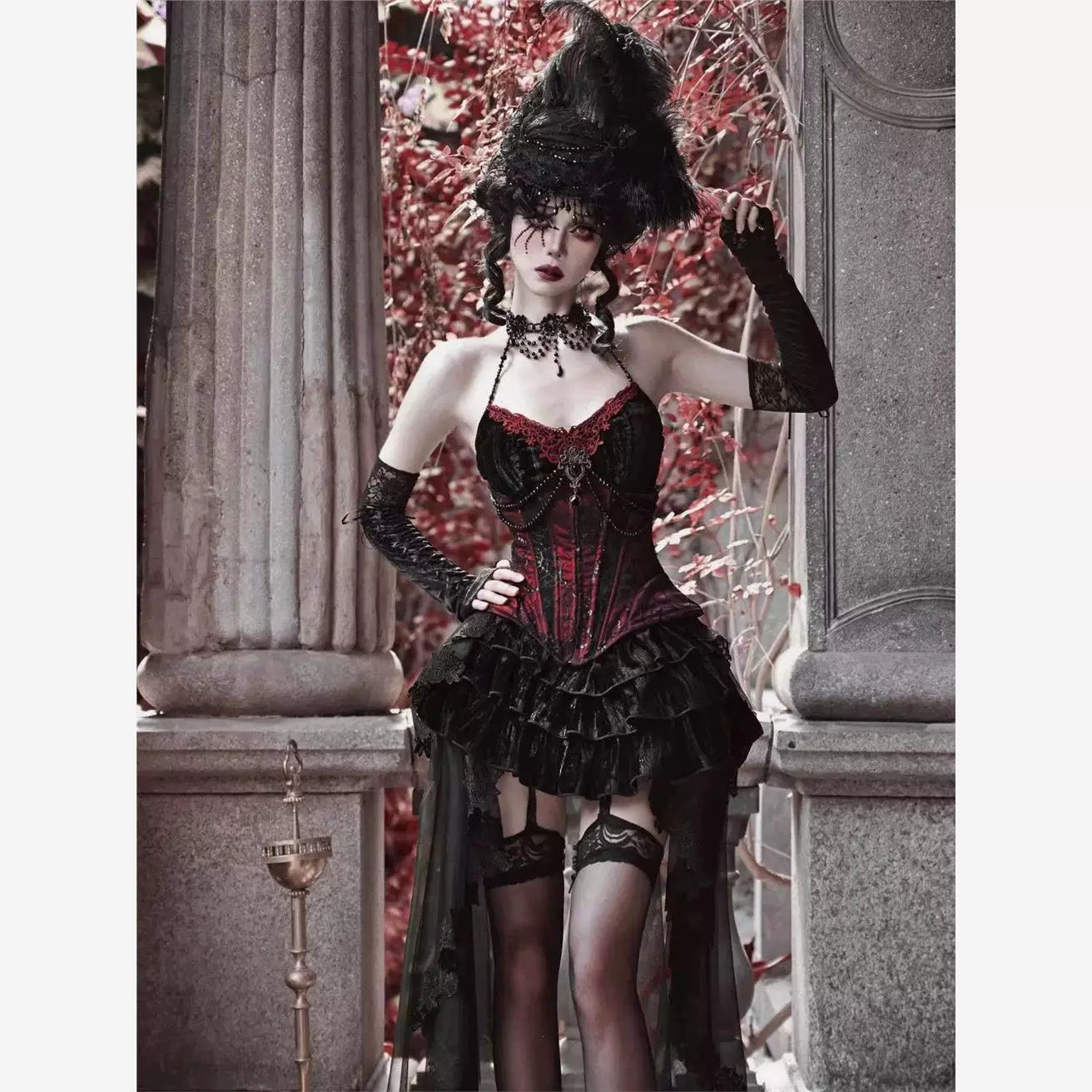 Sweetheart Dream Machine - Gothic Halloween - JSK with a velvet fishbone corset waist