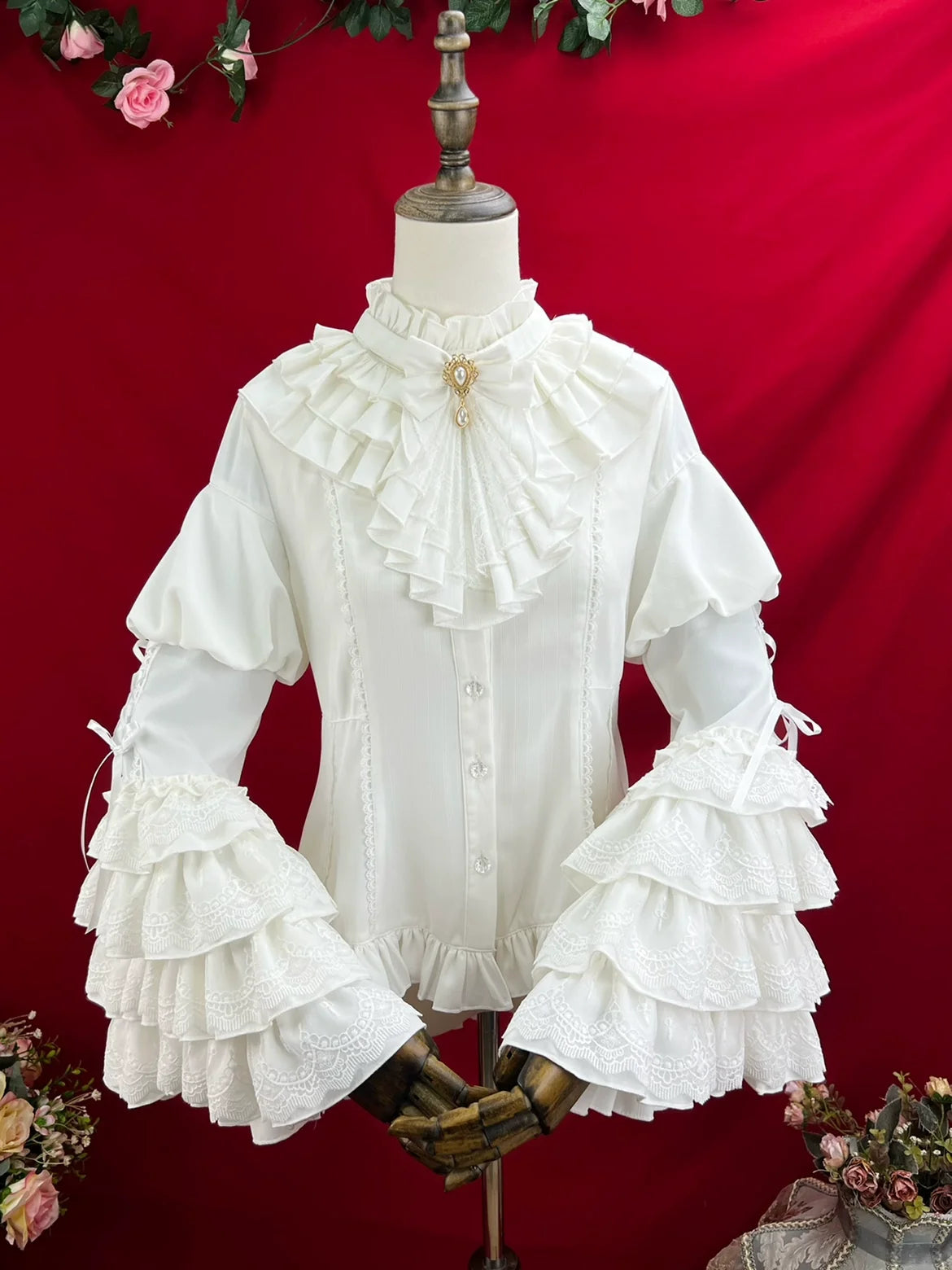 DMFS Lolita - Good and Evil Angel - Gothic Lolita SK Set, Retro Princess Sleeve Blouse