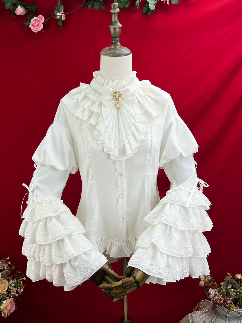 DMFS Lolita - Good and Evil Angel - Gothic Lolita SK Set, Retro Princess Sleeve Blouse