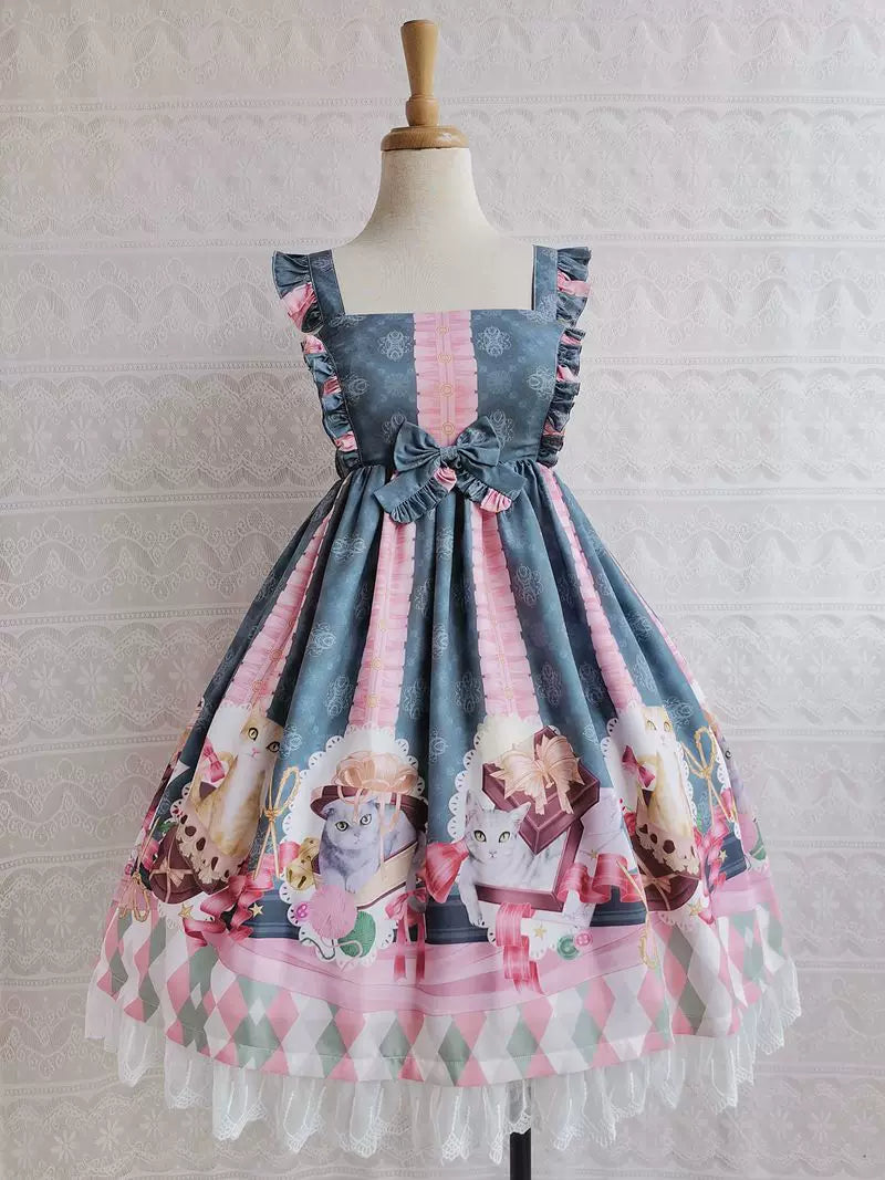 Yilia - Chocolate Kitty - Cat Print JSK
