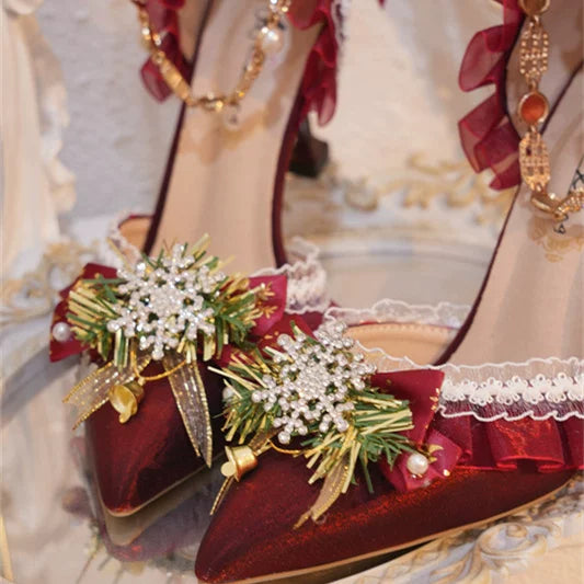 Qimeng Christmas Ballet Pointed-Toe Lolita Shoes — additional product view