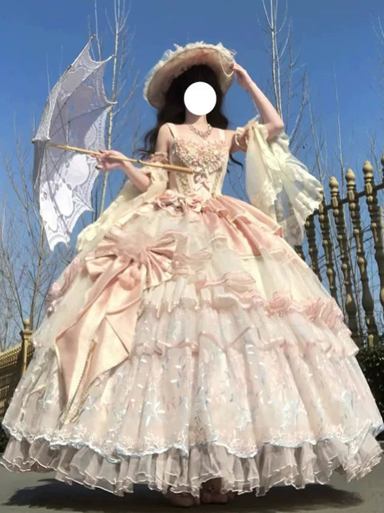 Sweet Scene - Pink Rose Lolita Evening Gown - Light hanayome occasion
