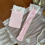 Pink lace socks with elegant trim / One Size