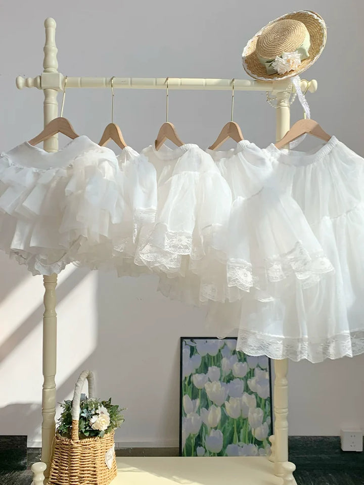 With PUJI - Lace Skirt Support - Lolita Petticoat, Ruffle Trim