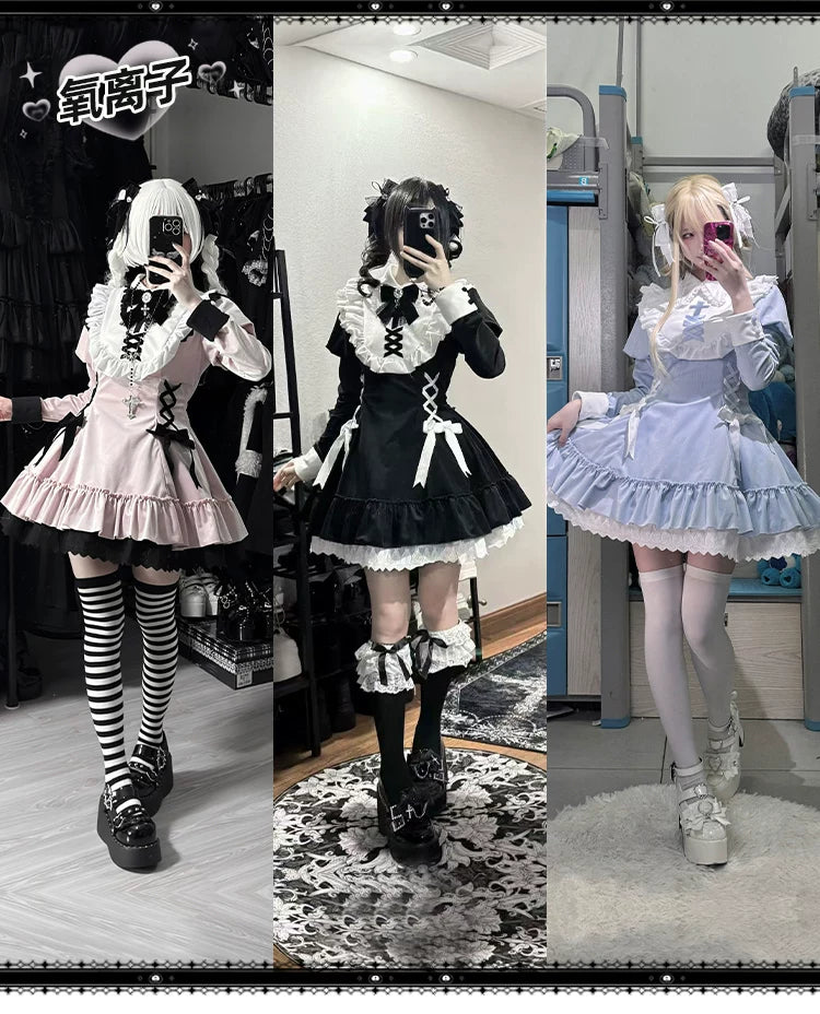 With PUJI - Oxygen Ion - Sweet Lolita OP Dress, Ruffle Trim & Velvet detail view 6