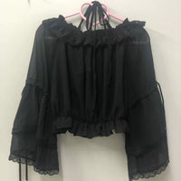 Hime-Sleeve Chiffon Lolita Blouse - Black / One Size