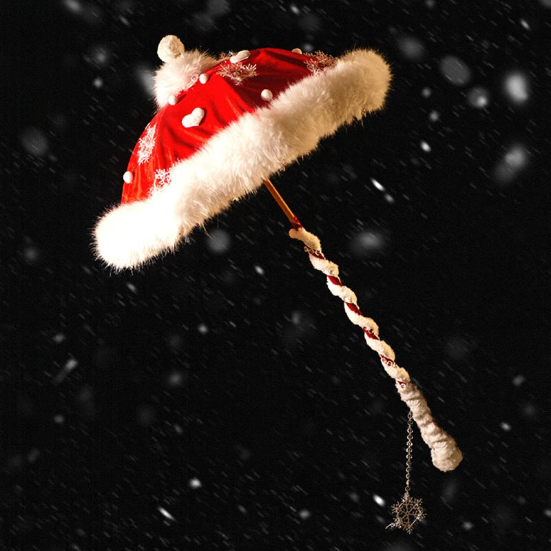 Christmas Velvet Star Long-Handle Lolita Parasol — Parasol Only