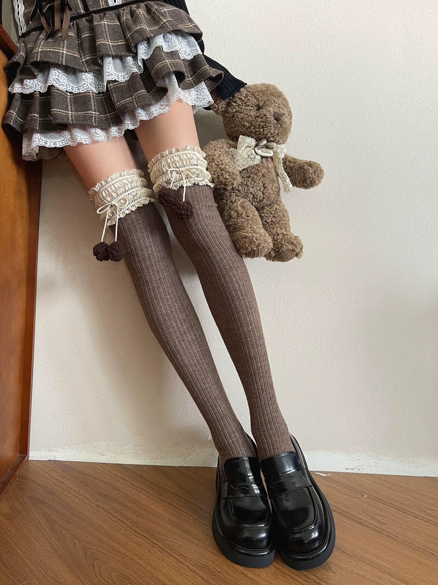 Sock Noble - Winter Lace Edge - Over-the-Knee Socks with Lace Cuffs
