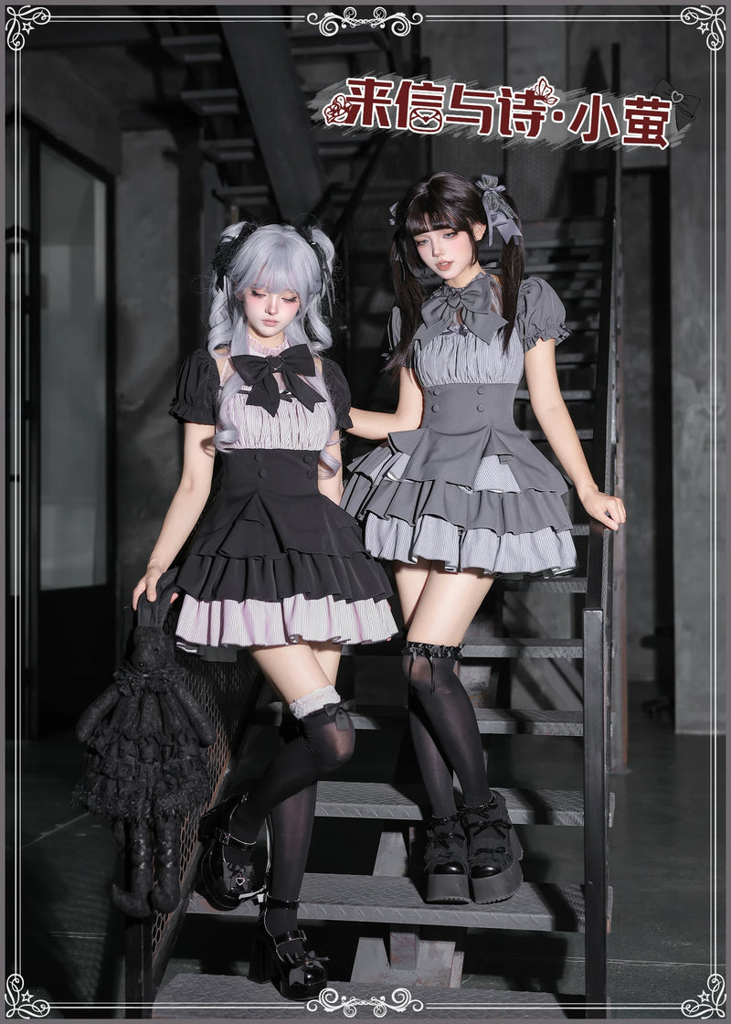 With PUJI - Small Firefly - Sweet Lolita OP Dress, Ruffle Trim & Square Neckline detail view 6
