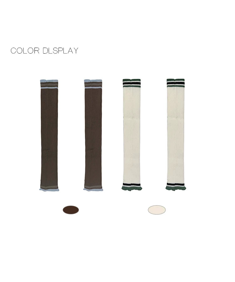 White Socks - Academy Stripe - Over-the-knee knitted leg-warmer socks with striped cuffs