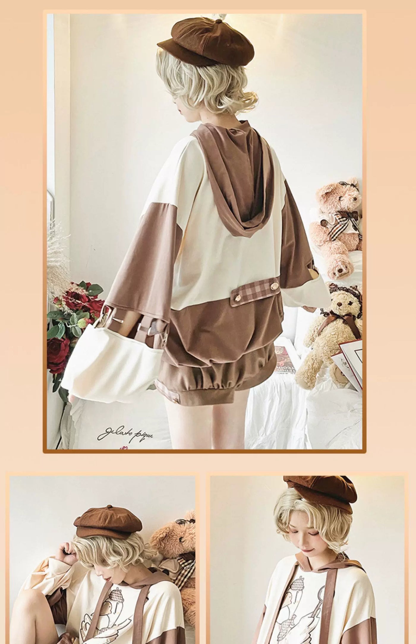 Baozi Pig - Detective Goose - Hooded Long-Sleeve Sweatshirt with Duck Graphic