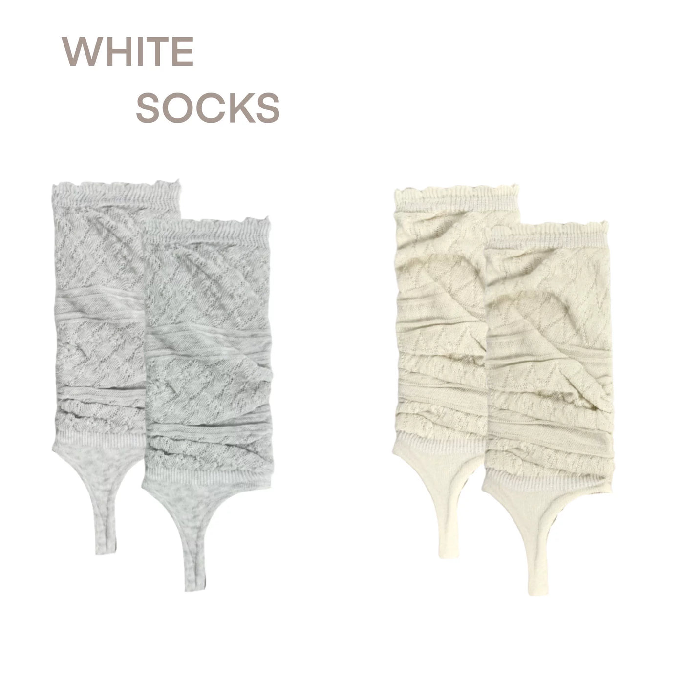 White Socks - Ballet Slouch - Diamond-Pattern Stirrup Socks