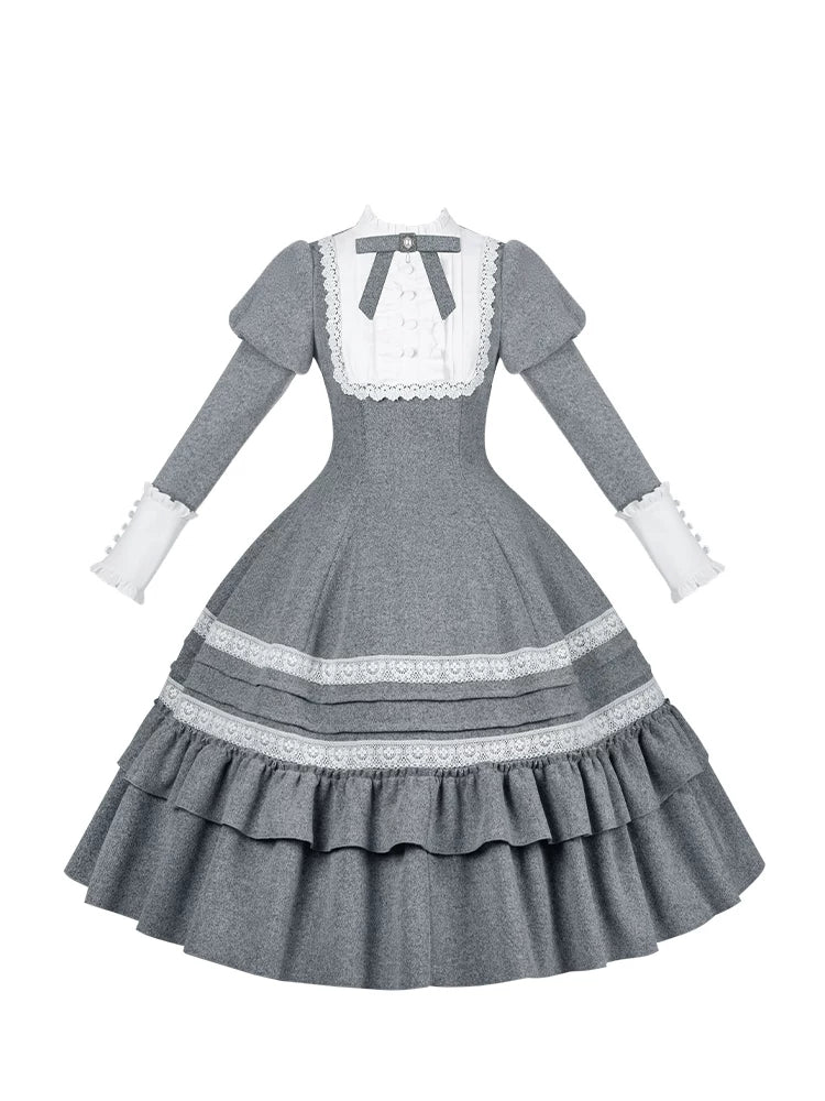 With PUJI - Reminisce - Pile Classic Lolita Dress, Detachable Cape detail view 5
