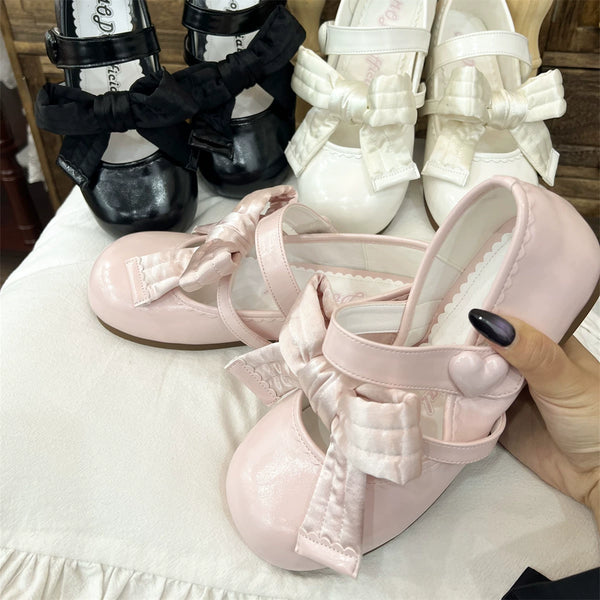 MODO Plump Bow Round-Toe Bow Lolita Flats – design details