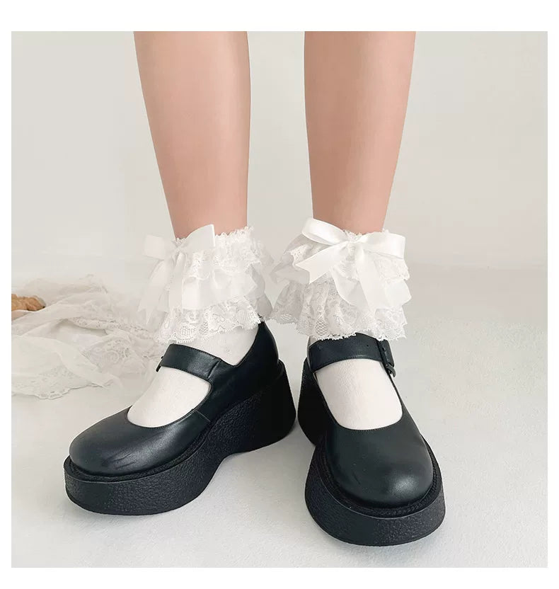Sock Noble - Bow Lace - Short Socks with Lace Cuffs