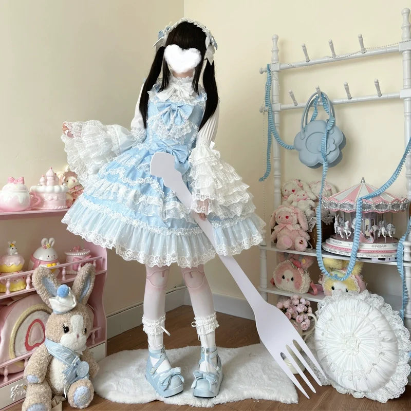 Hanguliang - Love and Heart Palpitations - Sweet Wedding Lolita JSK Dress, Pearl and Lace Accents
