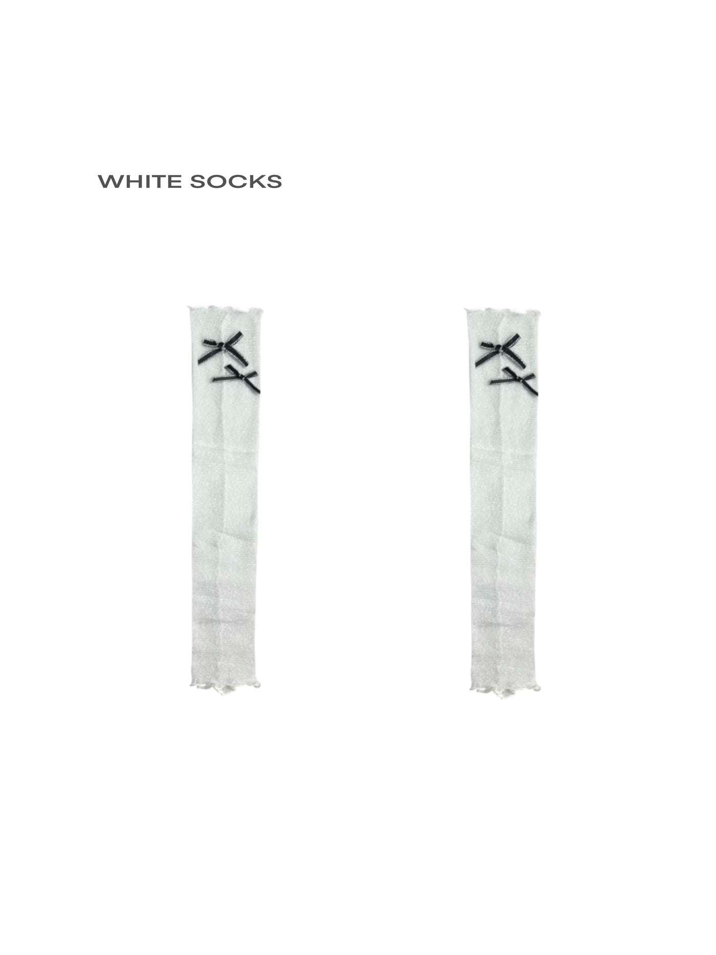 White Socks - French Bow - Sheer Mesh Calf Leg Warmers with Bow Accents