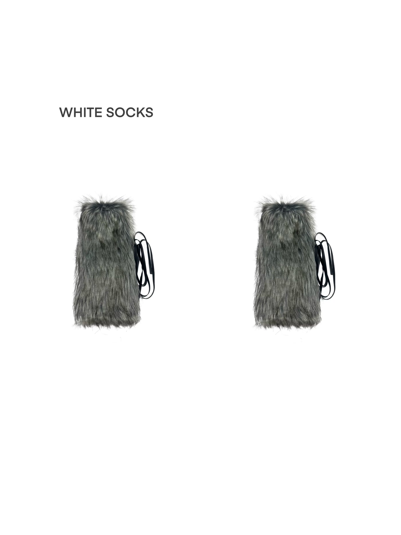 White Socks - Furry Scrunch - Scrunched Furry Sock Covers with Tie Cords