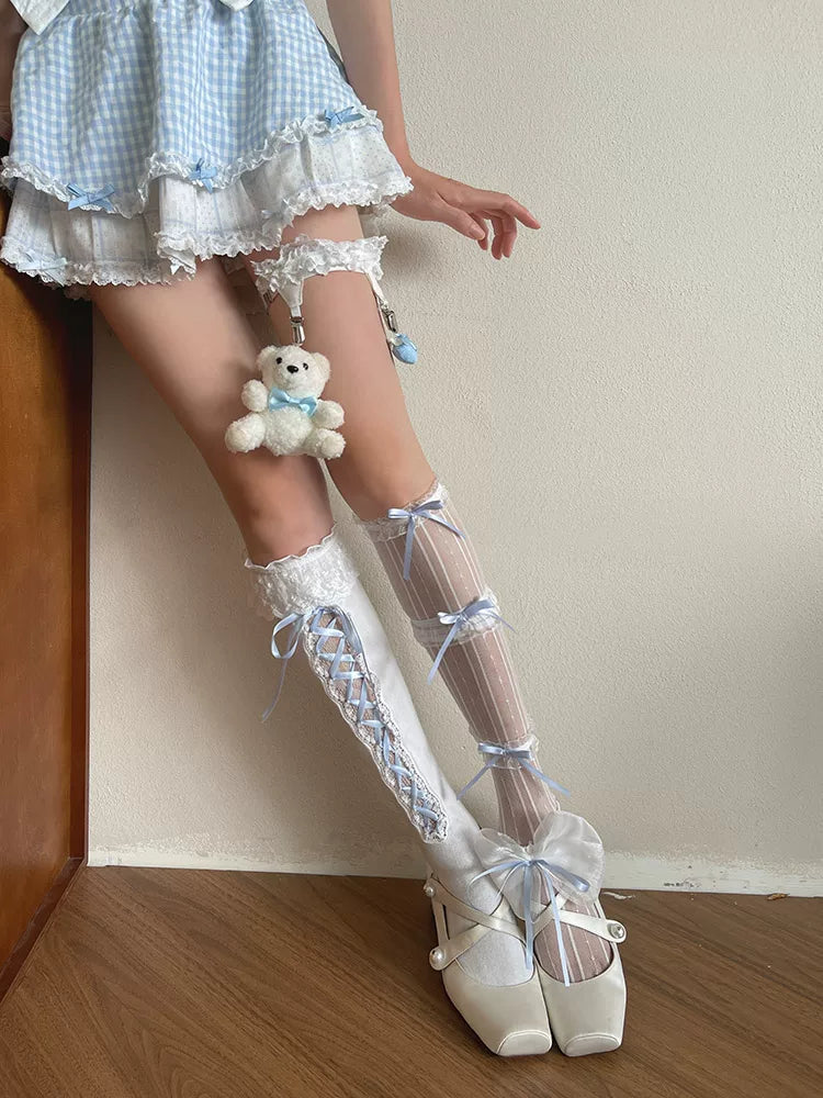Sock Noble - Ballet Ribbon - Layered Socks and Ring Accessories with Ribbon Details