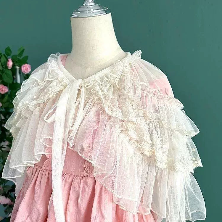Sweetheart Dream Machine - Featherlight Ruffle - Sheer lace-trimmed shoulder cape