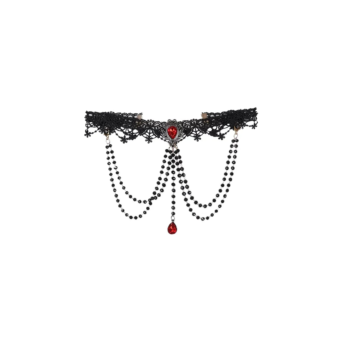 Your Princess - Bone Rot Bloom - Gothic Lolita Embroidered Camisole & Drawstring Lift-up Hem Skirt