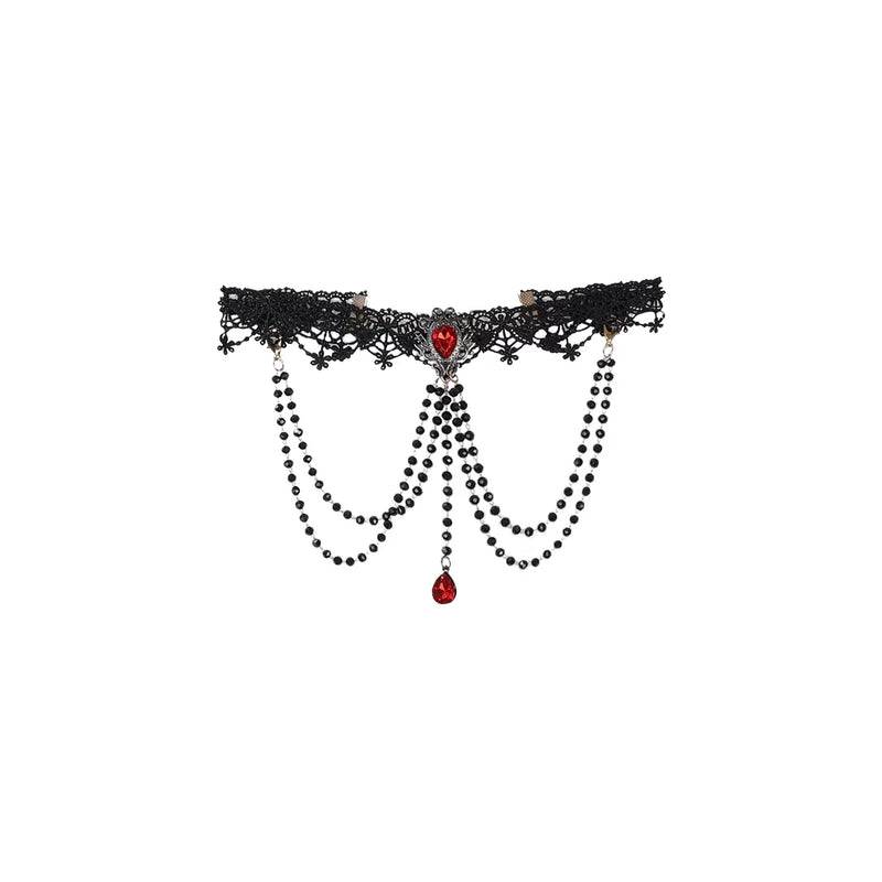 Your Princess - Bone Rot Bloom - Gothic Lolita camisole and lift-up hem skirt set with embroidered accents