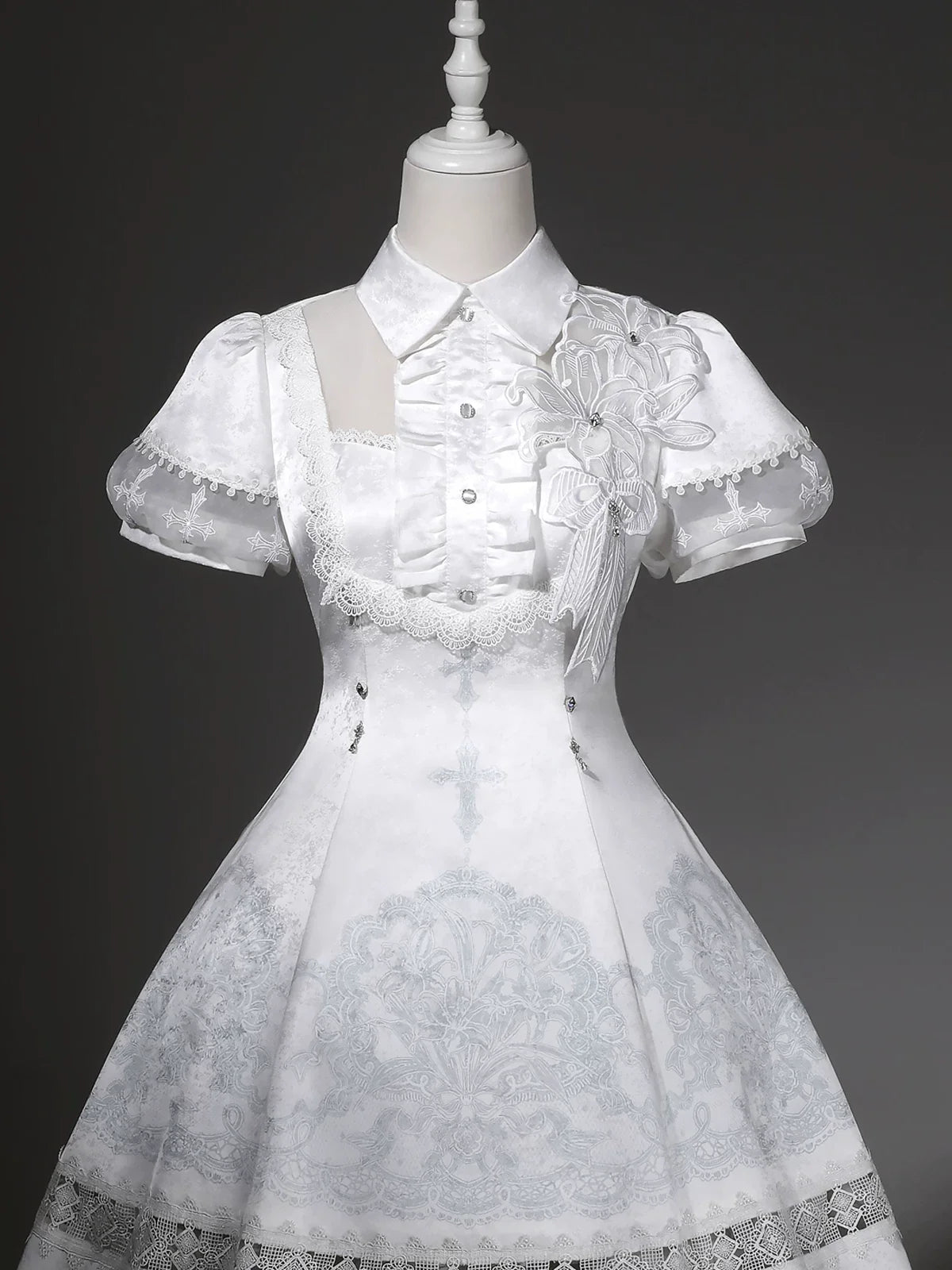 Letters from Unknown Star - White Classic Lolita Printed OP - Dress with Cross OP Dress
