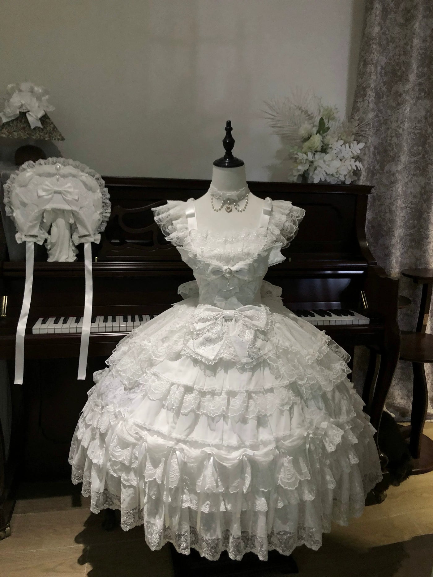 Sugar Girl - Eternal Floral Whisper - Sweet Lolita Tiered JSK Dress with Lace