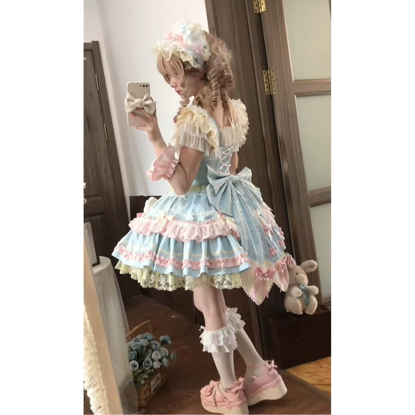 Creamy - Candy Palette - Blue-and-Pink JSK Dress Set with Train