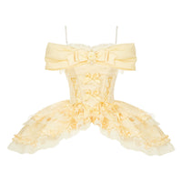 With PUJI - Cissy's Pilgrimage - Lolita Outfit Set, Boned Bodice Detail - Corset + shawl + small bow In stock / S
