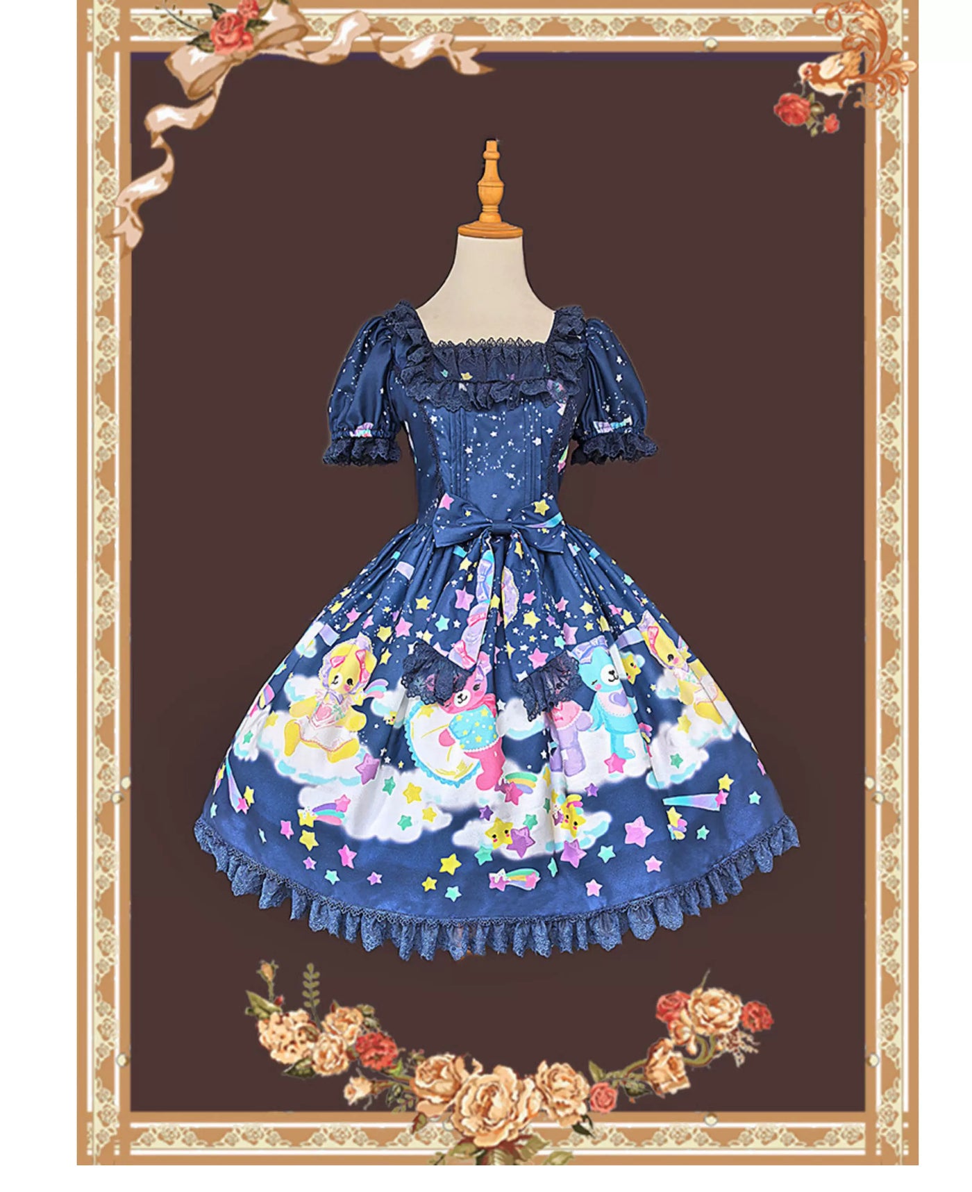 Infanta - Sleepy Bear - Kawaii Lolita Bear and Star Printed Dress