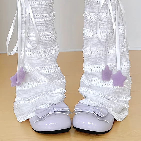 Handmade ribbon and lace Lolita leg warmers and socks - view 22