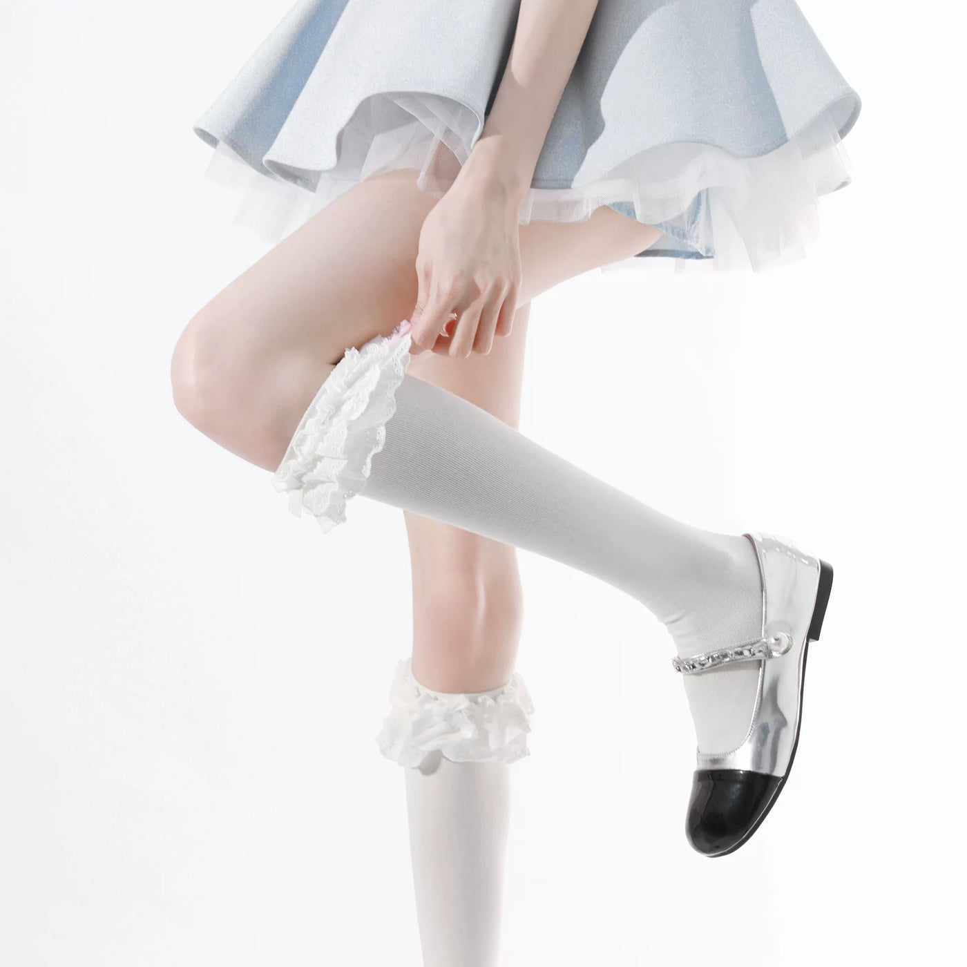 Fantasy Doll - Spring Sweet Lace - Socks with lace trim and bow detailing