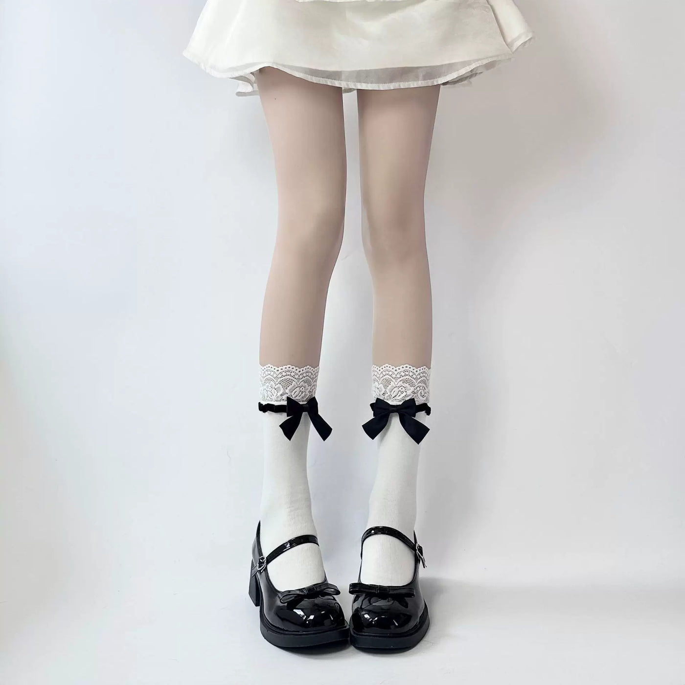 Fantasy Doll - Lace Bow - Socks with Lace Cuffs and Bow Accents