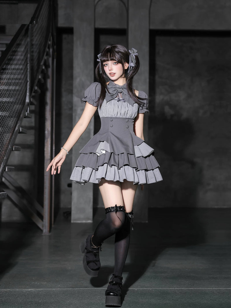 With PUJI - Small Firefly - Sweet Lolita OP Dress, Ruffle Trim & Square Neckline detail view 4