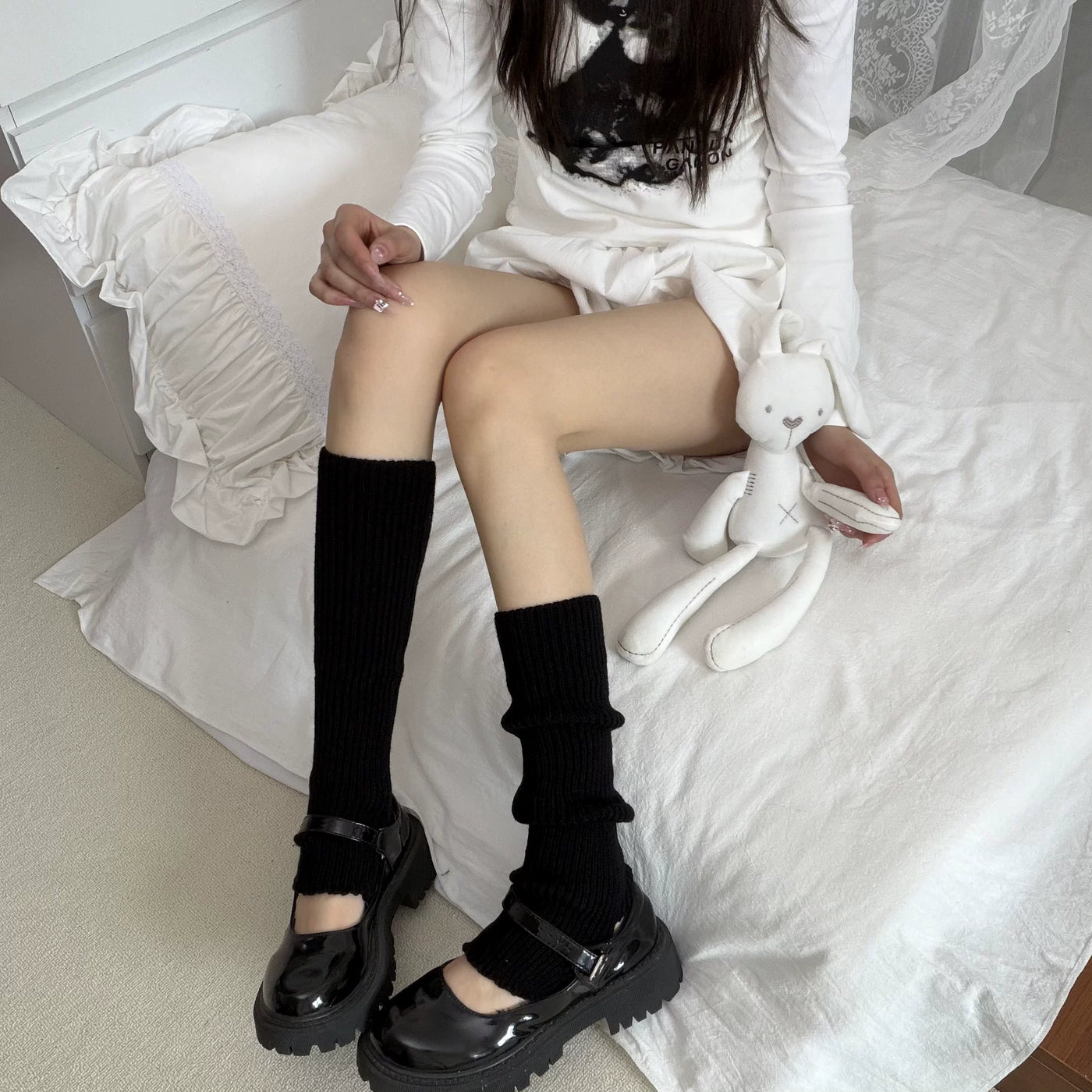 Fantasy Doll - Basic Knit - Footed Knit Leg Warmers with Ribbed Texture