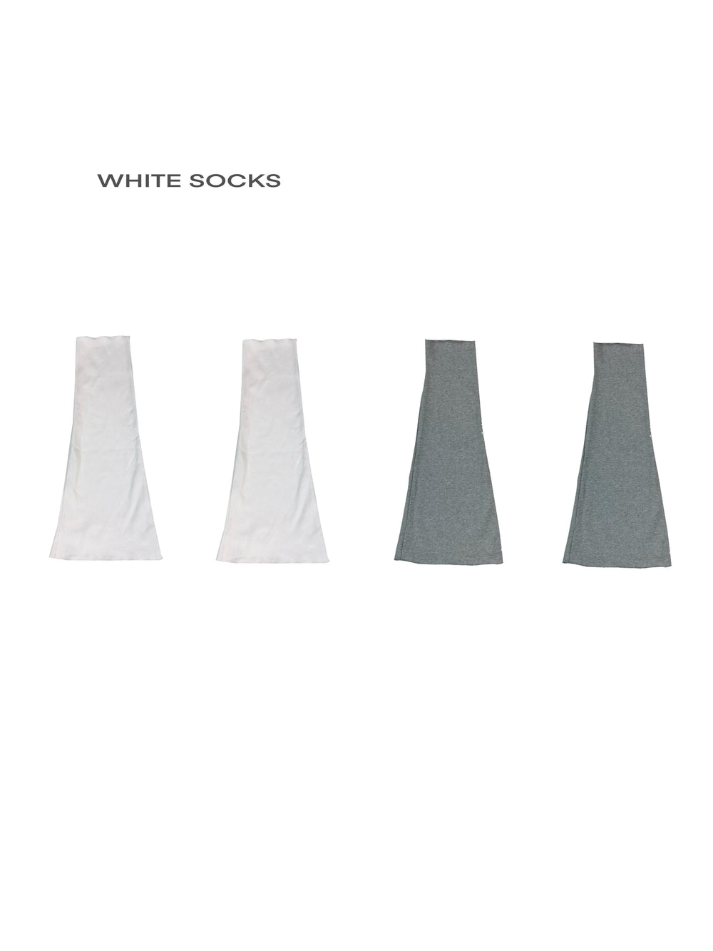 White and grey flared scrunch socks styled with sneakers