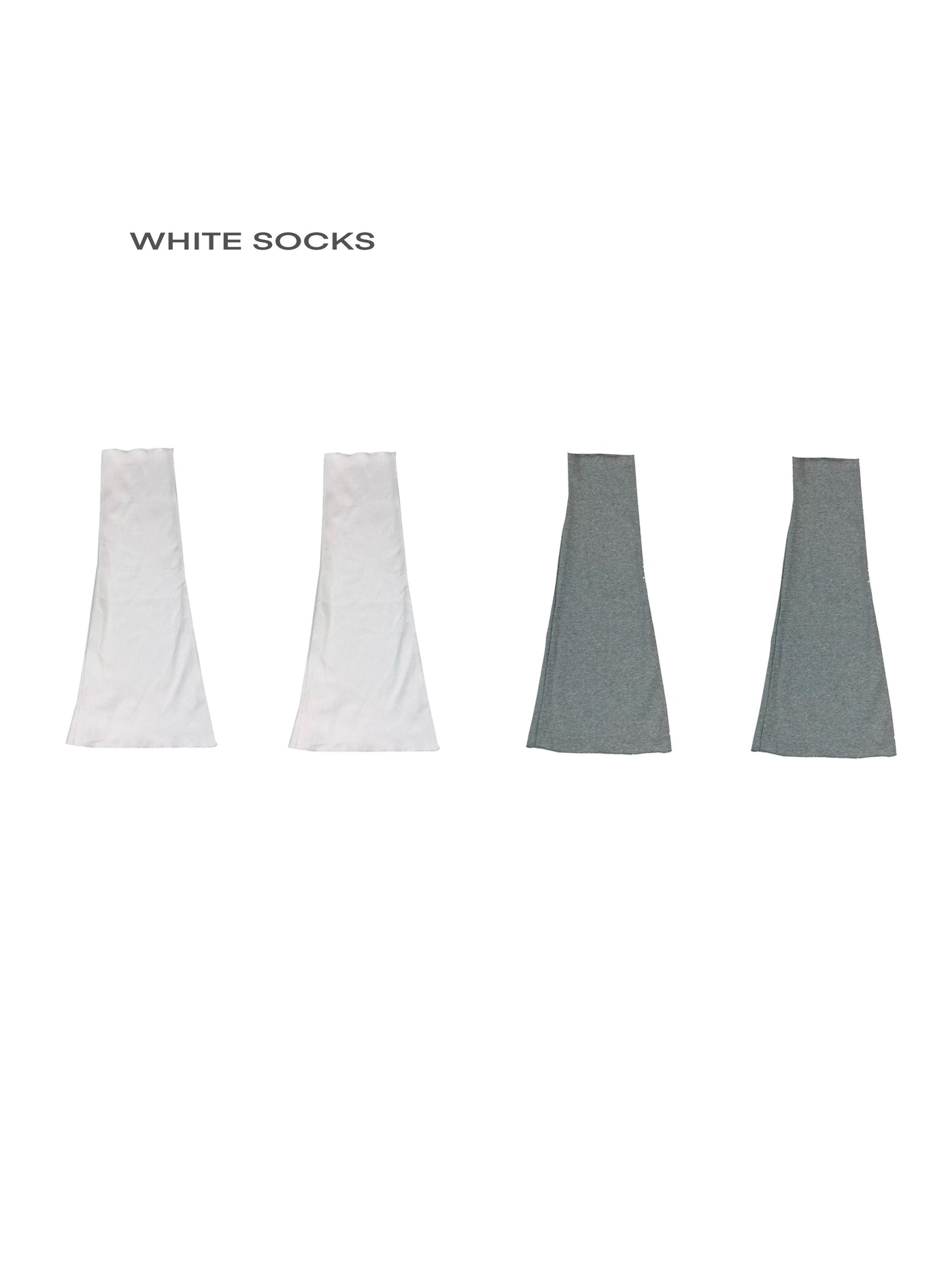 White and grey flared scrunch socks styled with sneakers