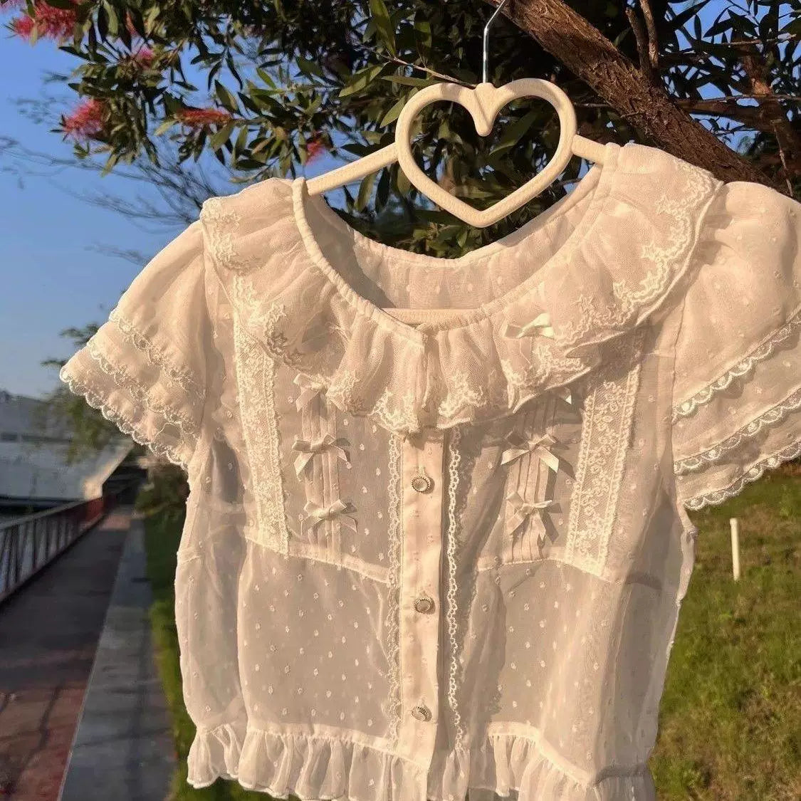 Sweetheart Dream Machine - Waltz Chiffon - Cardigan Top with Flutter Sleeves