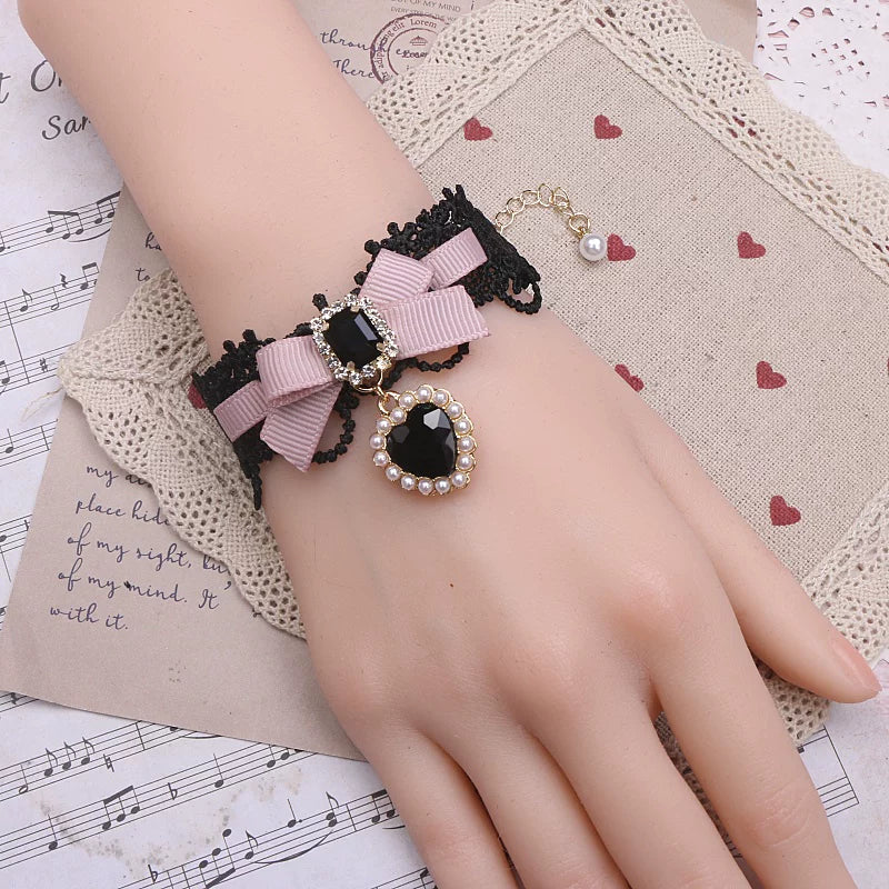 Independent Brand - Heart Pearl Bow - Necklaces, Bracelets and Collars with Heart Charms