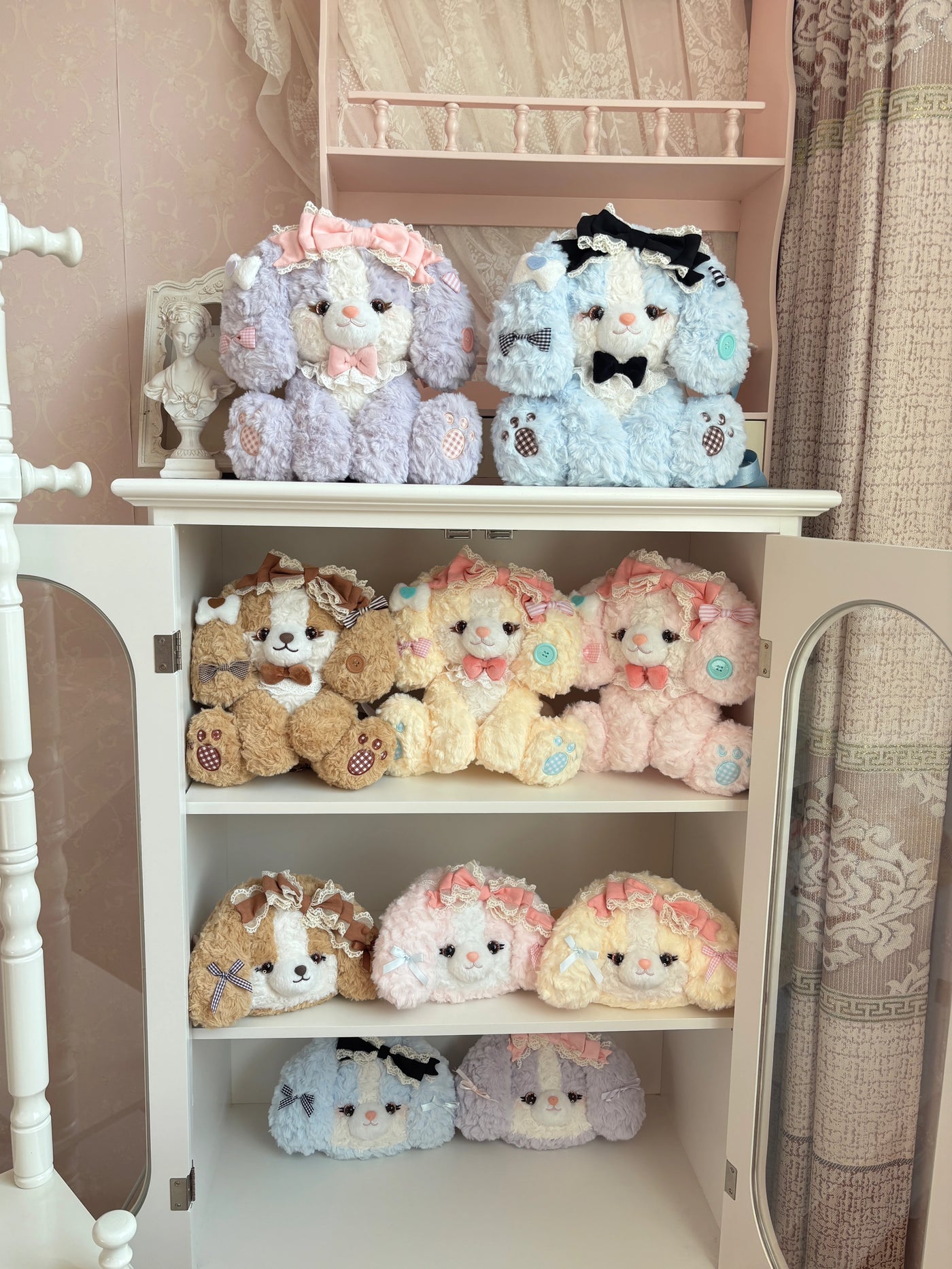 Caramel small face plush Lolita crossbody bag with cocker spaniel face detail