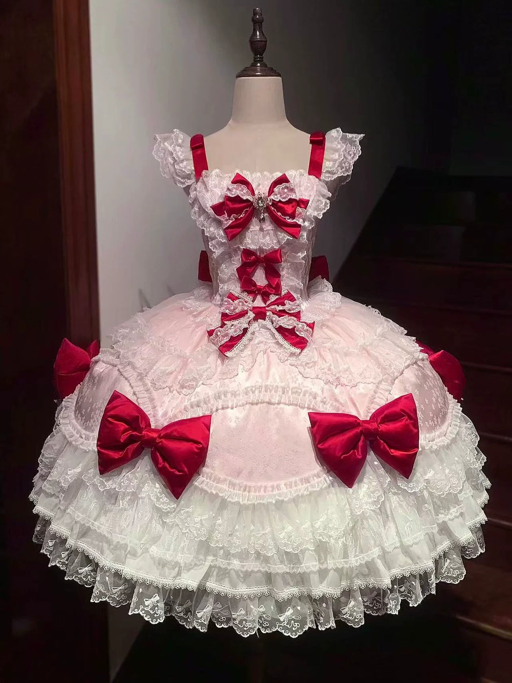 Sugar Girl - Floral Dream Isle - Sweet Lolita Doll-like JSK Dress, Bows & Lace