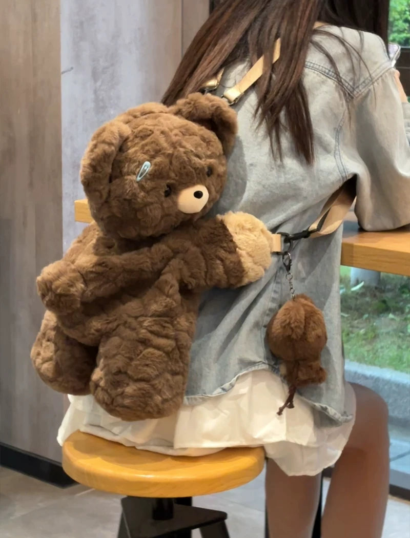 LambGuli - Little Bear Guli - Plush Bag with Crossbody and Backpack Carry, Prone Bear Silhouette